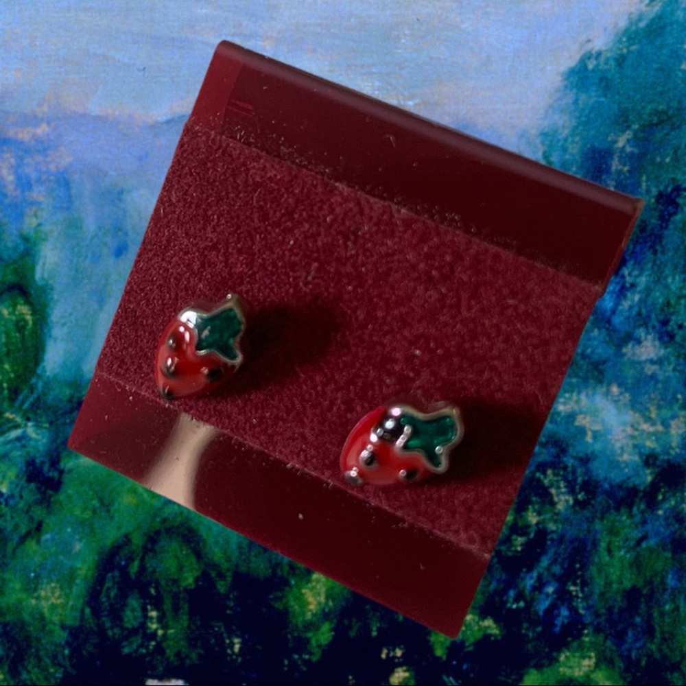 Stud earrings strawberries - Picture 2 of 7
